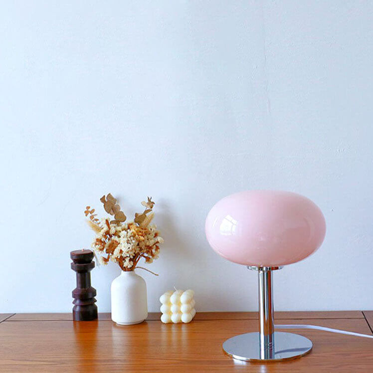 Contemporary Nordic Round Iron Glass Table Lamp - 1-Light Bedroom Lighting