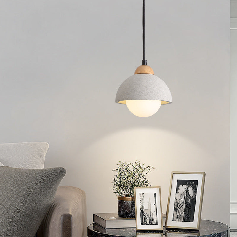 Contemporary Scandinavian Cement Dome Pendant Light for Bedroom 1-Light