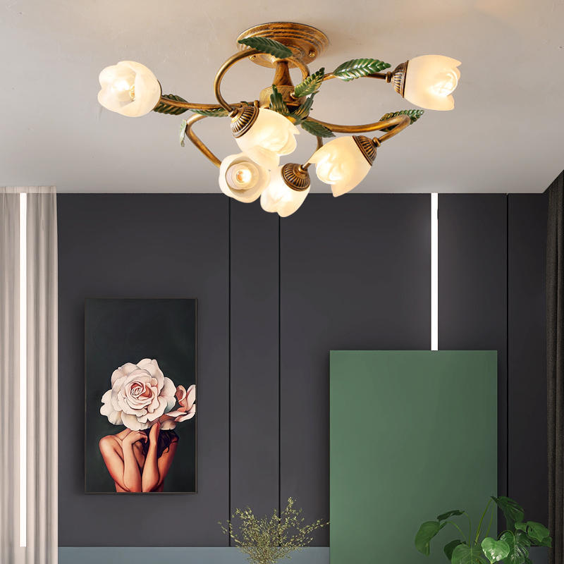 Modern Idyllic Iron Flower Branch Semi-Flush Mount Lighting - 6/8/10 Light