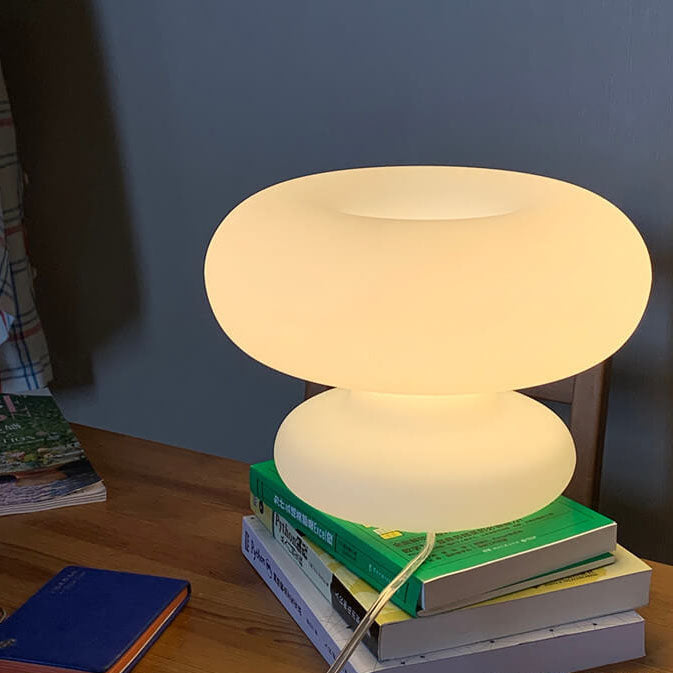Danish Milk White Mushroom 1-Light Table Lamp - Modern Minimalist Lighting, Contemporary Home Decor, Elegant Nightstand Lamp, Stylish Interior Design, Soft Ambient Light Fixture, Scandi Inspired Lighting, Unique Home Accent, Designer Lamp for Living Room,
