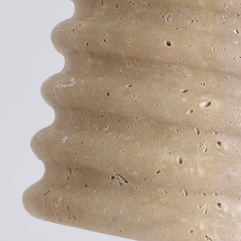 Wabi-Sabi Yellow Travertine Cylinder Pendant Light - Wood 1-Light Lampshade
