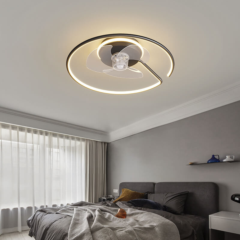 Minimalist Round LED Flush Mount Ceiling Fan Light - Luxury Invisible Design