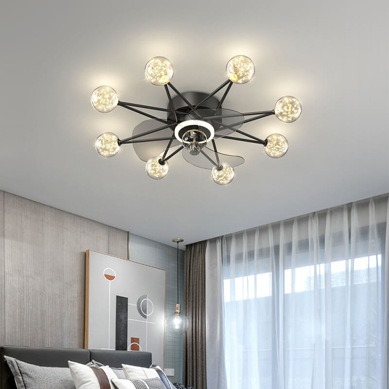 Modern Minimalist Star LED Flush Mount Ceiling Fan Light