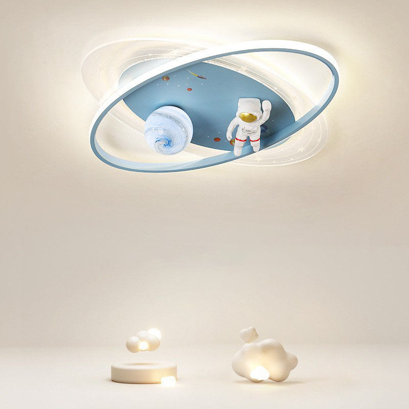 Children's Cartoon Astronaut Moon Acrylic LED Flush Mount Ceiling Light for Kids Room, Space Theme Bedroom Lighting, Cute Astronaut Design, Kids Night Light, Durable & Energy Efficient Ceiling Fixture, Ideal for Nursery & Playroom Decor