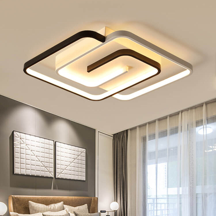 Modern Square Aluminum LED Semi-Flush Mount Ceiling Light