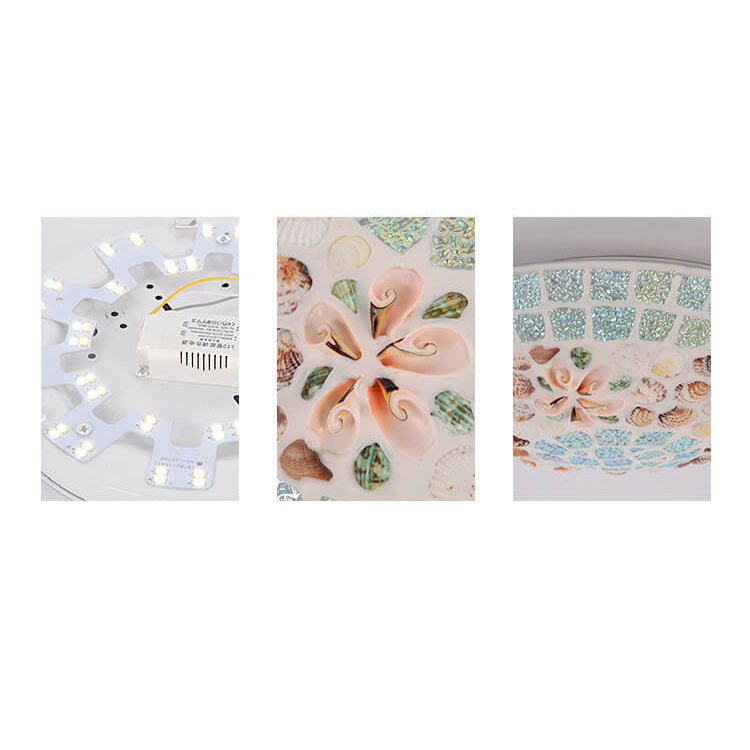Tiffany Mosaic Shells Flush Mount Ceiling Light - Elegant Lighting for Home Decor
