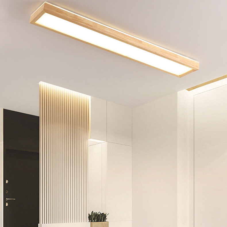 Japanese Minimalist Walnut LED Flush Mount Ceiling Light