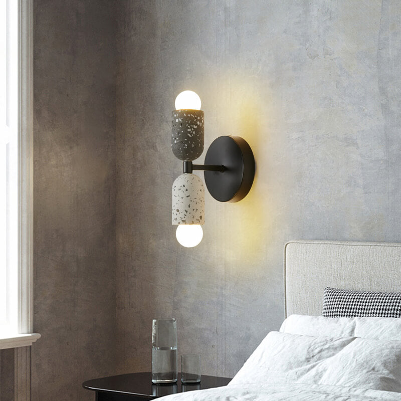 Modern Japanese Wabi-Sabi Iron Cement Wall Sconce 2-Light Lamp