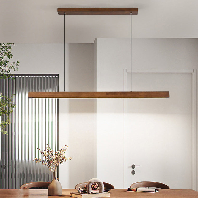 Contemporary Nordic Rubber Wood Acrylic LED Island Light Chandelier for Dining Room