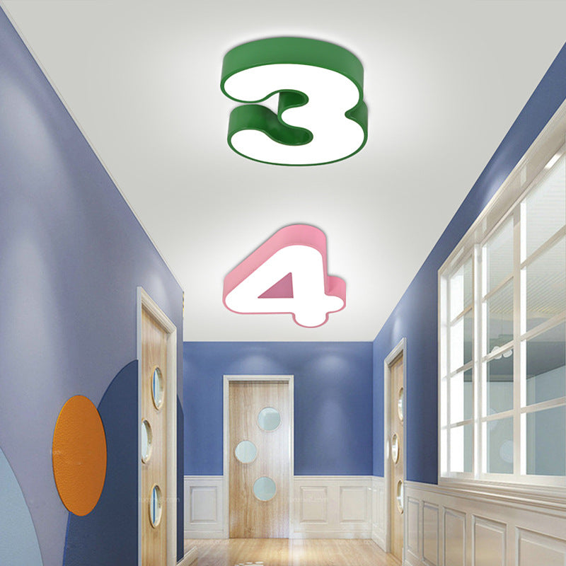 Contemporary Creative Kids Iron Number Design LED Flush Mount Ceiling Light Bedroom, Modern Children’s Room Lighting, Unique Number Shaped LED Light, Stylish Ceiling Fixture for Kids, Energy Efficient Flush Light for Nursery, Playroom Illumination, Decora