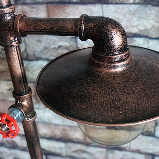 Industrial Steampunk Copper Water Pipe Floor Lamp - 2-Light Design