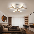 Contemporary Scandinavian Branch Flower Semi-Flush Mount Ceiling Light - Wood Iron Acrylic LED for Living Room