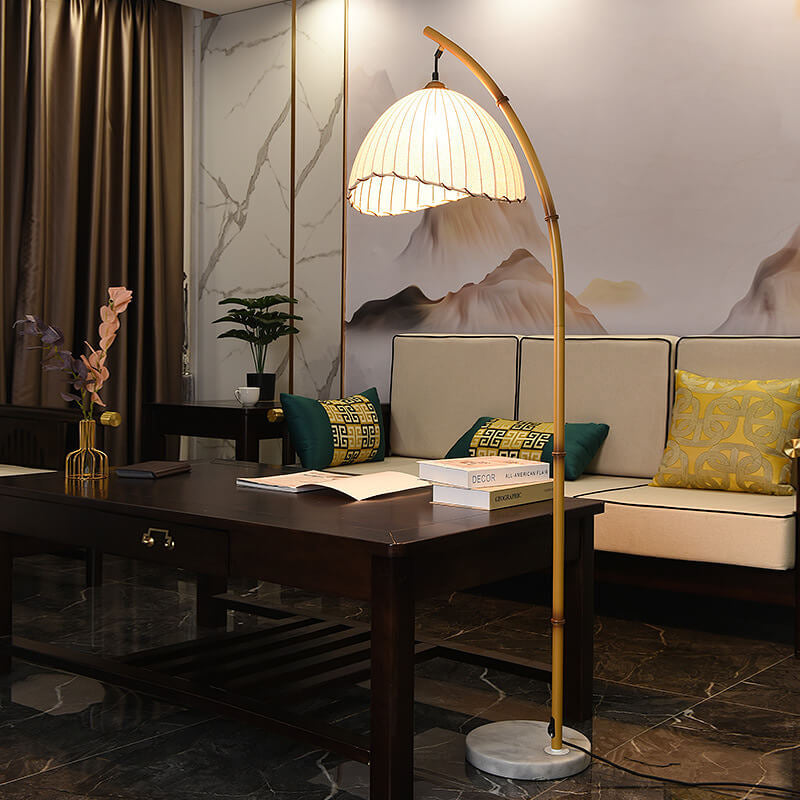 Retro Zen Bamboo Pole Floor Lamp - 1-Light Standing Lamp for Home Decor, Modern Lighting, Zen-inspired Design, Eco-Friendly Materials