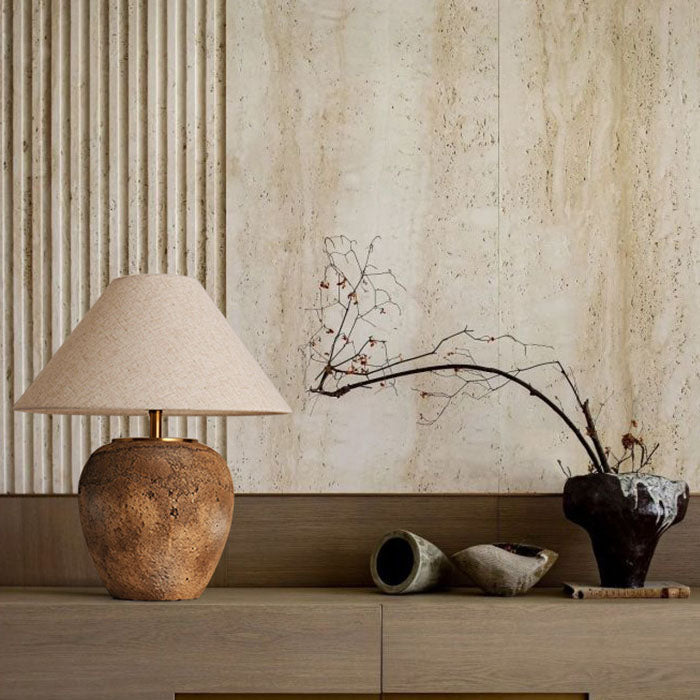 Modern Shabby Chic Cone Fabric Ceramic Jar Table Lamp - 1-Light for Bedroom