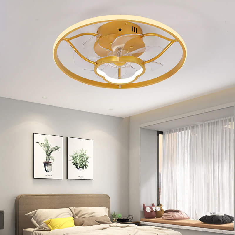 Gold Light Luxury Acrylic LED Flush Mount Ceiling Fan Light Fixture