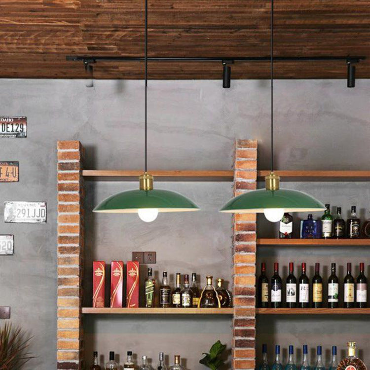 Industrial Vintage Green Iron Dome Cone Pendant Light 1-Light Fixture, Retro Hanging Light for Kitchen and Dining Room, Rustic Home Decor