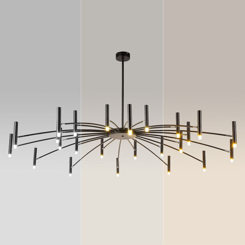 Contemporary Scandinavian Round Radioactive Iron Aluminum Chandelier 12/24 Light for Living Room