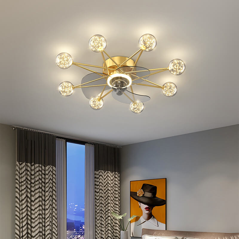Modern Minimalist Star LED Flush Mount Ceiling Fan Light