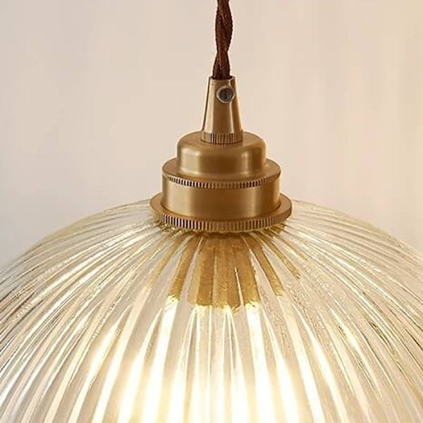 Modern Minimalist Clear Brass Glass Dome Pendant Light 1-Light