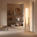 Traditional Chinese Fabric Floor Lamp with Wood Tripod for Study Lighting