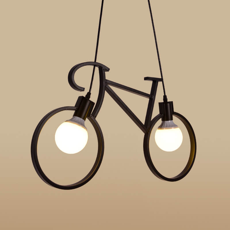 Contemporary Creative Bicycle Shape Iron 2-Light Kids Chandelier for Living Room Bedroom Modern Design, Unique Iron Fixtures, Fun Lighting, Children's Room Decor, Bicycle-Themed Ceiling Light, Stylish Kids' Chandelier, Playful Home Decor, Decorative Light