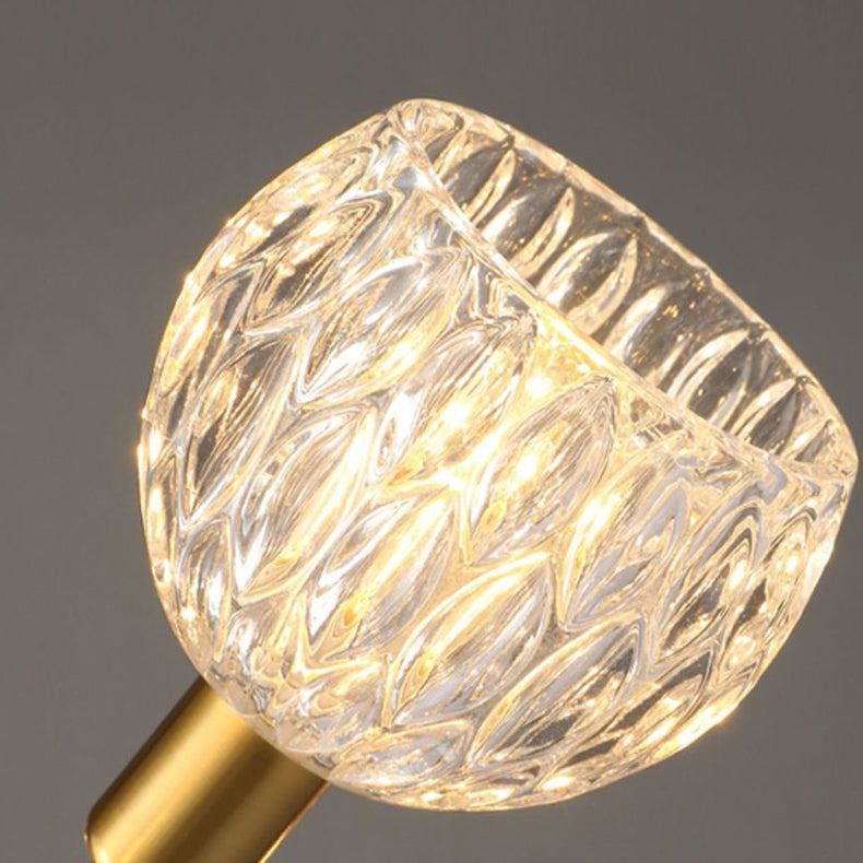 Modern Art Deco Gold Finish Chandelier with Lotus Leaf Glass Shade - 3/6 Lights for Living Room