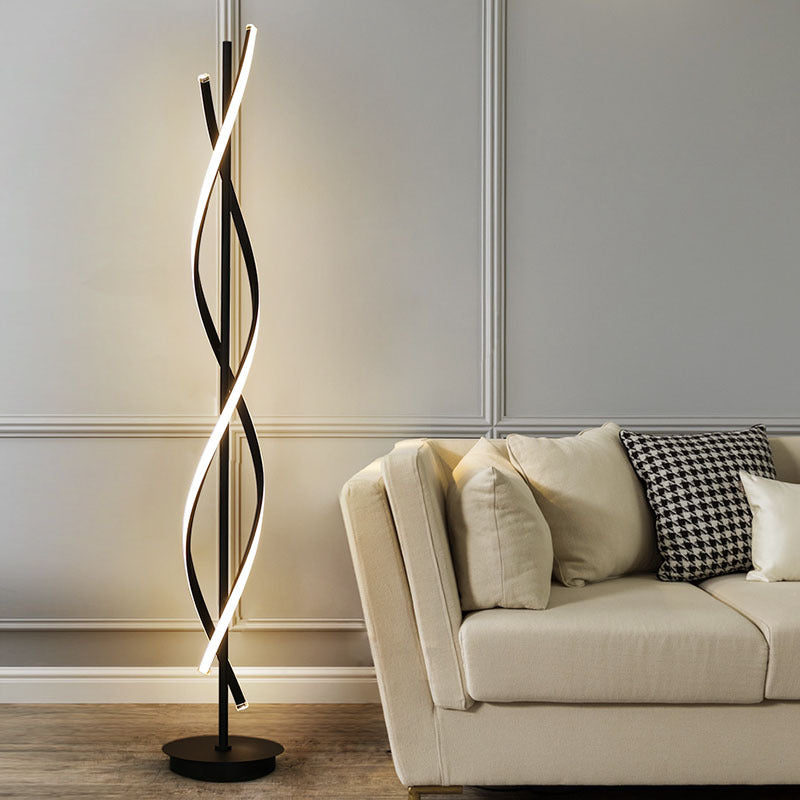 Minimalist 1-Light Spiral LED Floor Lamp - Modern Lighting Solution for Home Decor