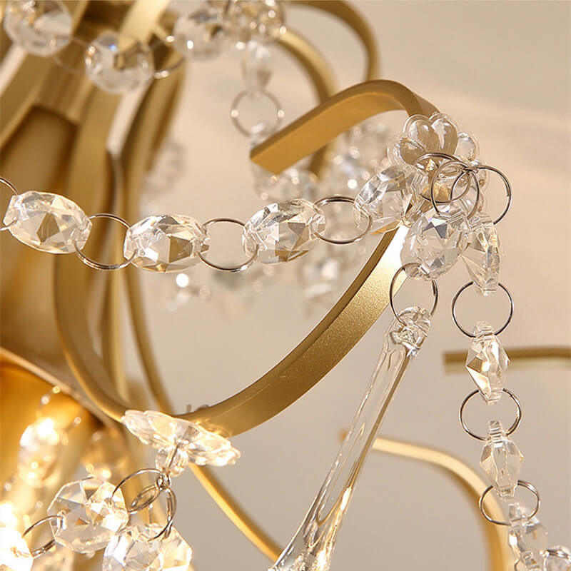 Modern Crystal Flower Semi-Flush Mount Ceiling Light, 1/3-Light Design, Elegant Home Lighting