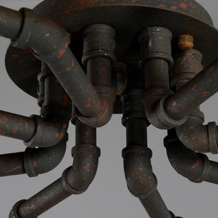 Industrial Vintage Iron Flush Mount Ceiling Light - 4/6/8 Lights