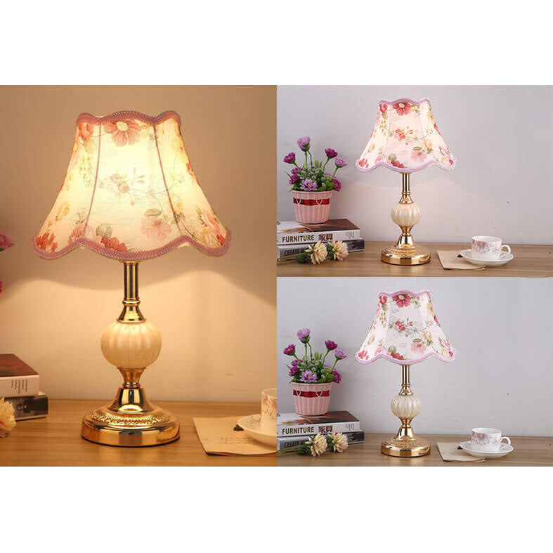Nordic Vintage Floral Glass Table Lamp - 1-Light Design, Boho Home Decor, Elegant Lighting Solution