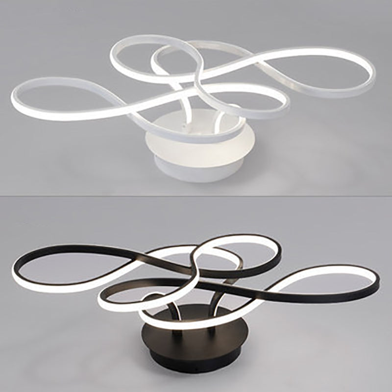 Modern Transitional Irregular Strip Aluminum Acrylic LED Semi-Flush Mount Ceiling Light for Living Room