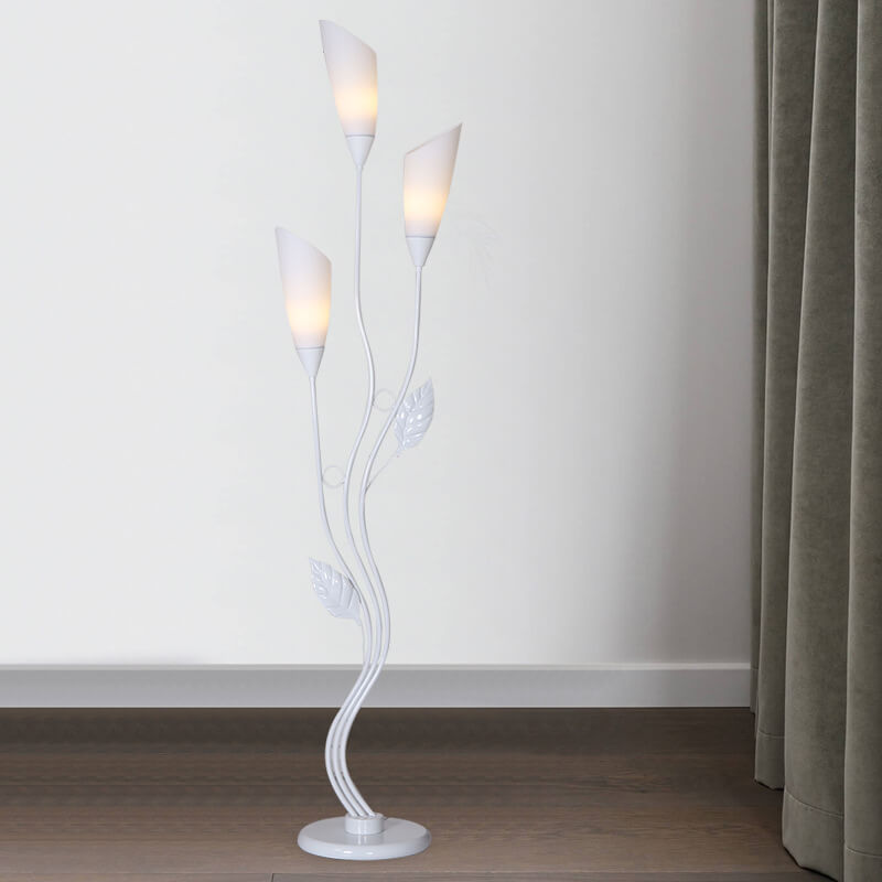 Retro Acrylic Flower Shade Iron Leaf Floor Lamp - 1-Light Standing Decor Lamp