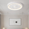 Modern Minimalist LED Flush Mount Ceiling Light - Carved Iron and Resin Acrylic Design for Bedroom