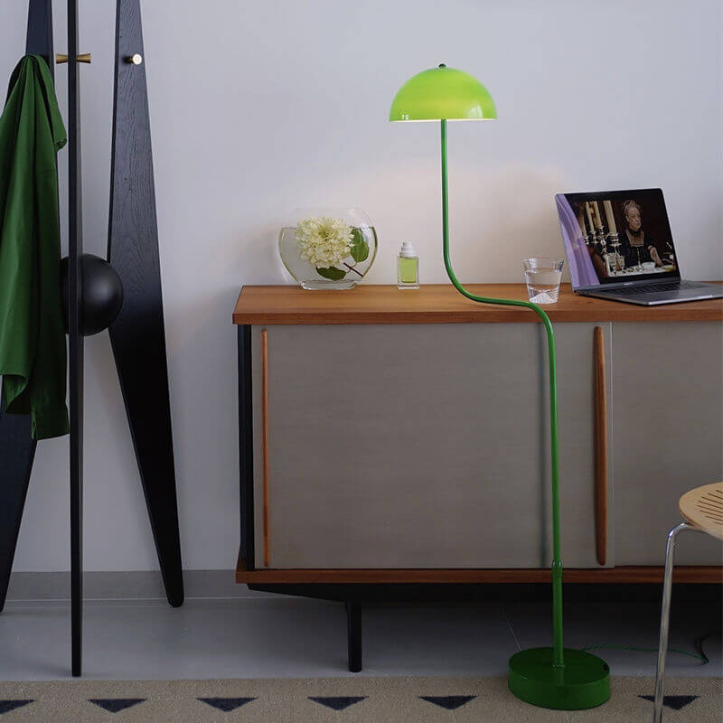 Contemporary Scandinavian Iron Glass Dome Floor Lamp for Study - 1-Light Design
