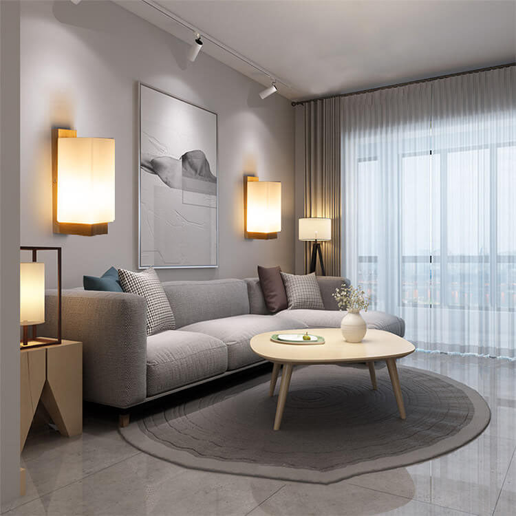 Modern Minimalist Wood and Glass Square Wall Sconce Lamp - 1-Light Design for Elegant Lighting