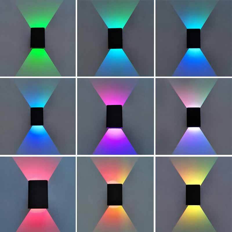 Modern Square Aluminum LED RGB Wall Sconce Lamp - Energy Efficient Lighting, Adjustable Color, Indoor Wall Decor, Contemporary Design, Stylish Home Accent