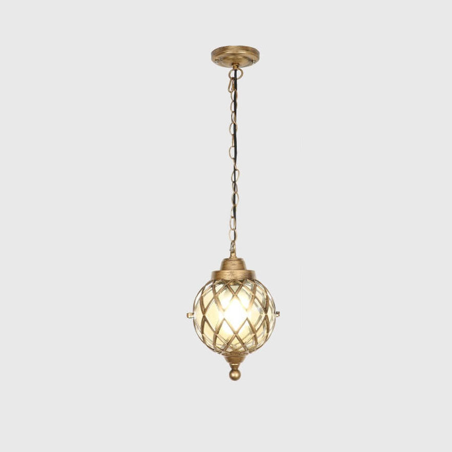 European Vintage Round Ball Die-Cast Aluminum Outdoor Waterproof Pendant Light 1-Light