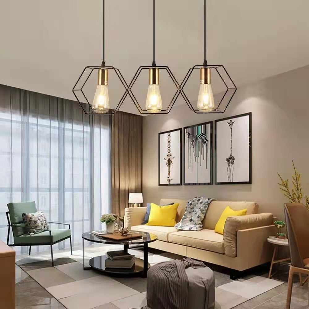 Contemporary Industrial 3/5 Light Iron Island Chandelier for Living & Dining Rooms