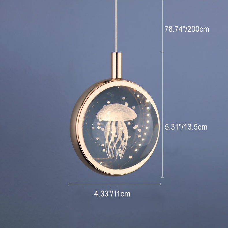 Modern Minimalist Aluminum Crystal LED Pendant Light for Bedroom