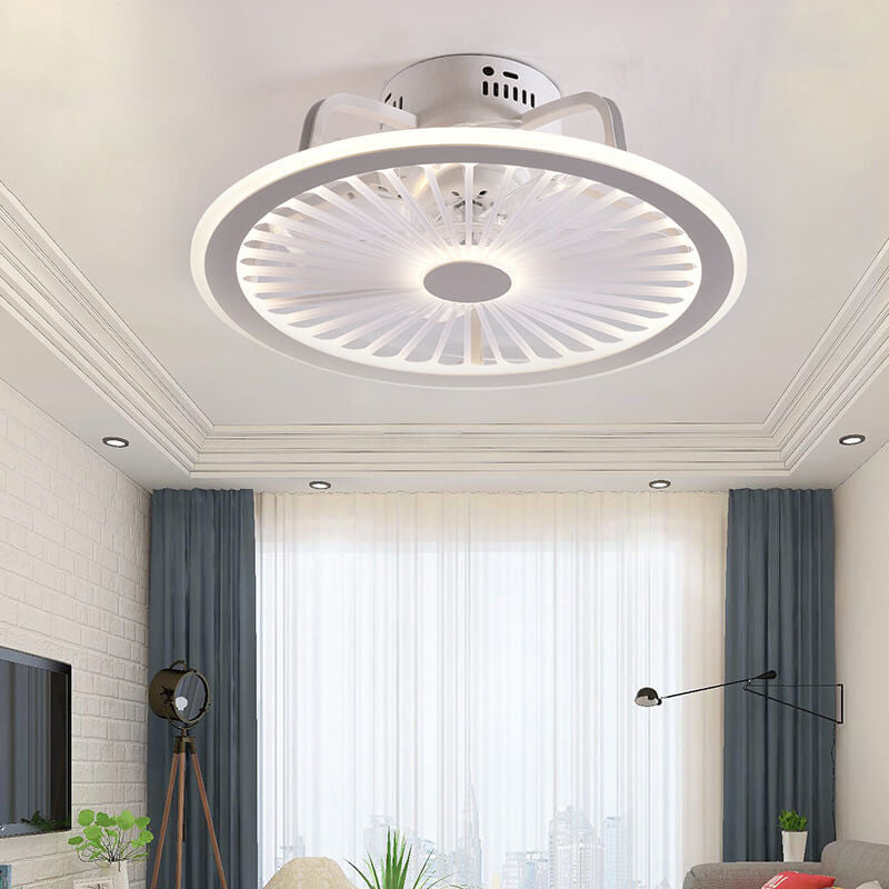 Slim Round LED Ceiling Fan Light - Modern ABS Flush Mount Design