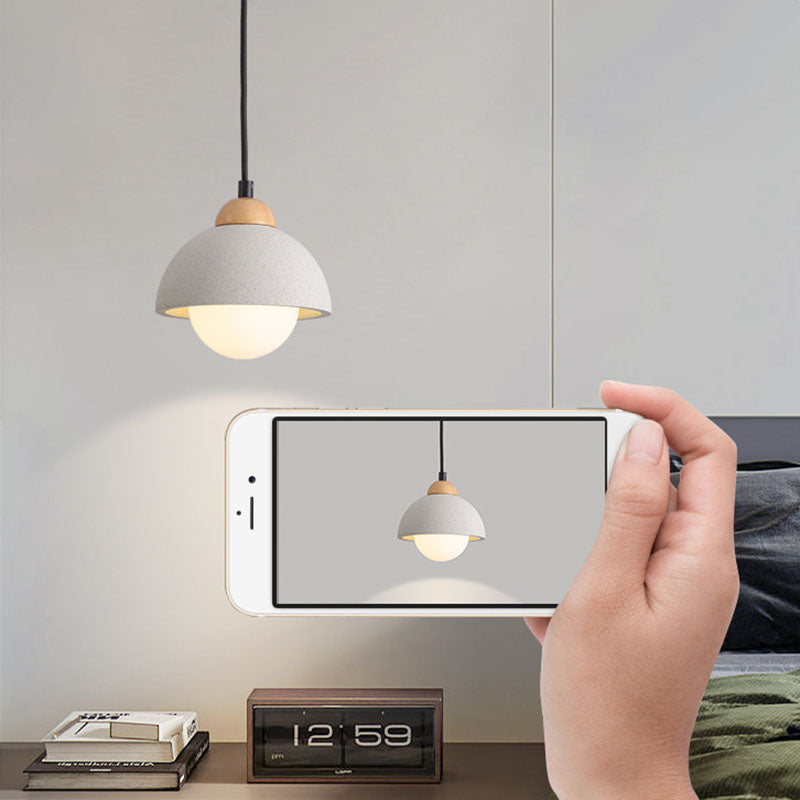 Contemporary Scandinavian Cement Dome Pendant Light for Bedroom 1-Light