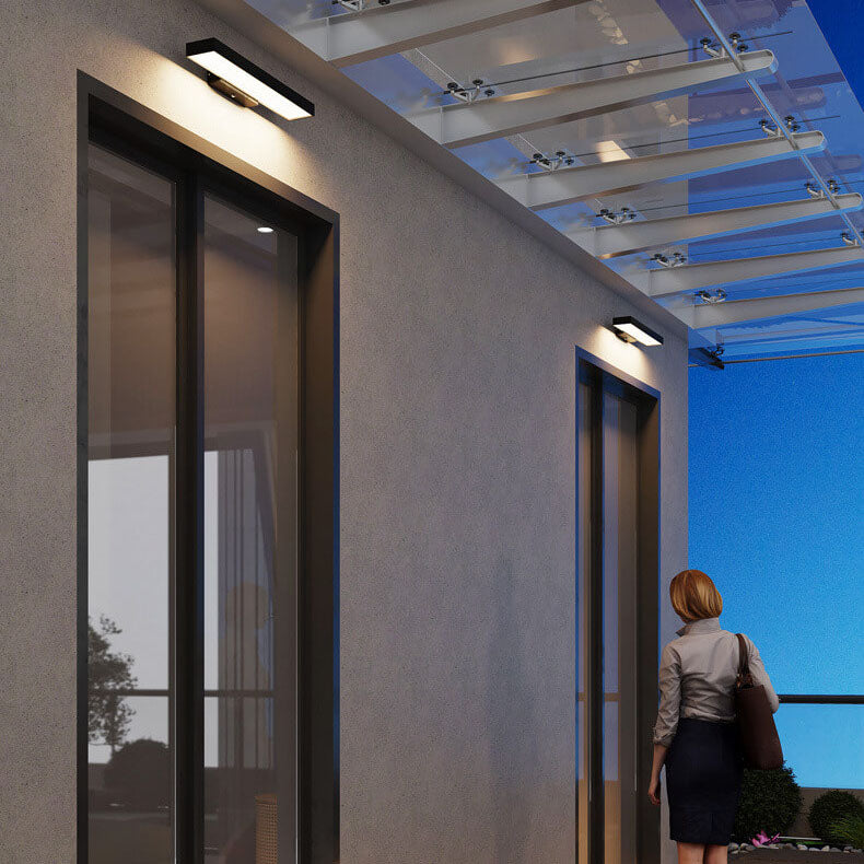 Modern Minimalist Waterproof LED Wall Sconce Lamp - Rectangular Flat Design, Outdoor Sensor Lighting