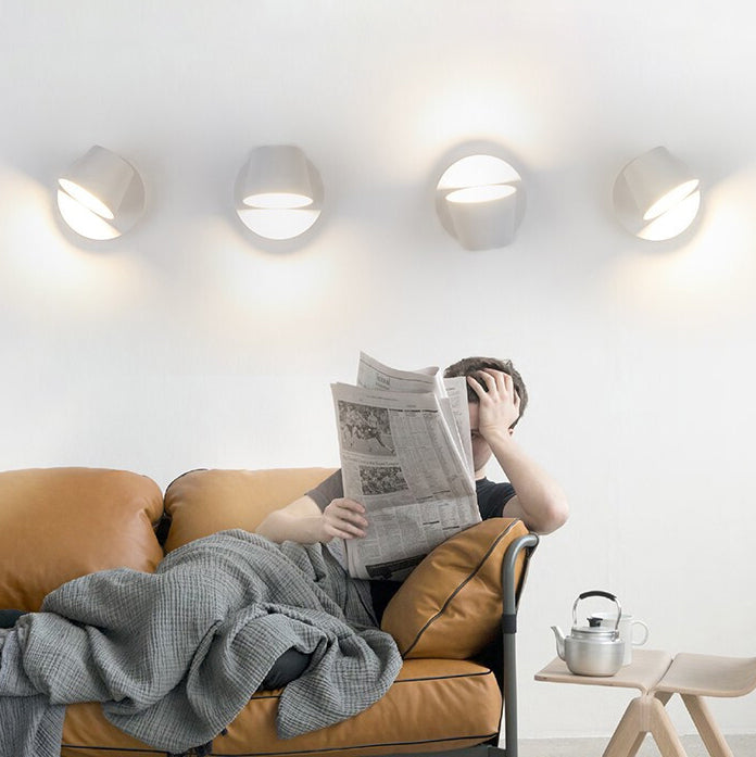 Modern Minimalist Dome LED Wall Sconce - Frosted Rotatable Aluminum Lamp for Bedroom Reading