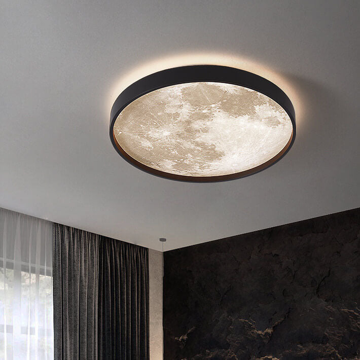 Modern Minimalist Moon LED Flush Mount Ceiling Light for Living Room