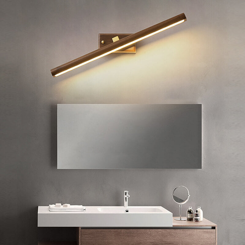 Nordic Minimalist Beechwood & Copper LED Wall Sconce - Bathroom & Living Room Mirror Lamp