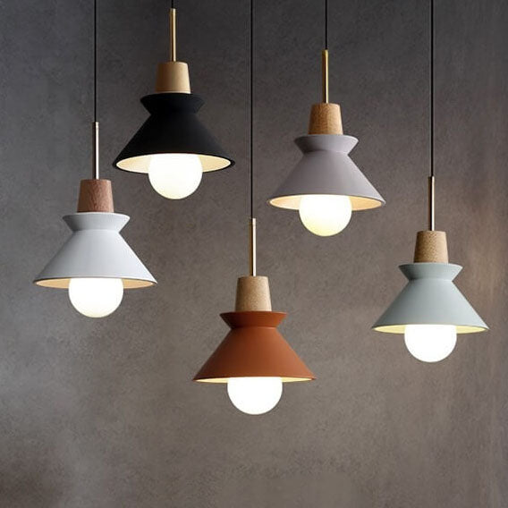 Nordic Minimalist Macaron Wood Cement Pendant Light - 1-Light Design for Modern Home Decor