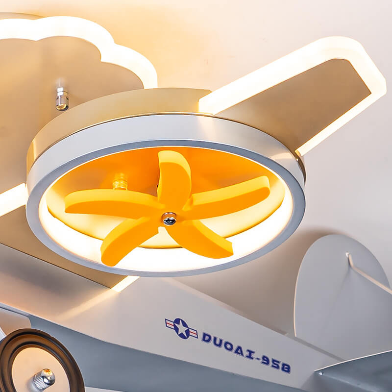 Creative Cartoon Airplane Iron Acrylic LED Kids Semi-Flush Mount Ceiling Light - Children's Room Decor, Playroom Lighting, Airplane-themed Light Fixture, Nursery Ceiling Lamp, Kid's Bedroom Illumination, Airplane Design LED Light, Unique Children's Ceilin