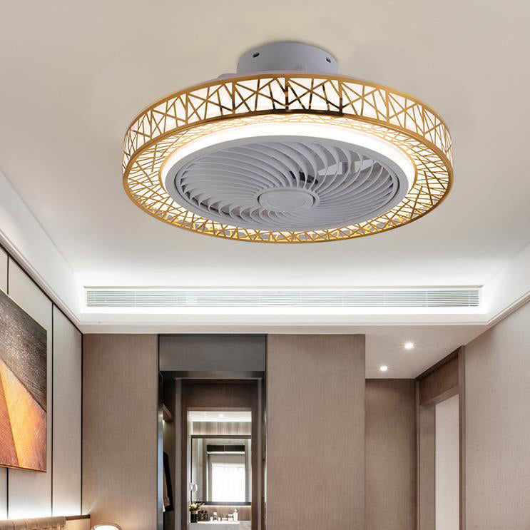 Modern Luxury Round Lace Ceiling Fan Light - LED Flush Mount Fixture