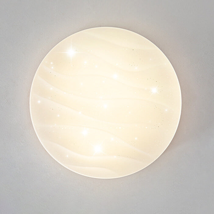 Modern Minimalist Wood Round Shade LED Flush Mount Ceiling Light for Living Room