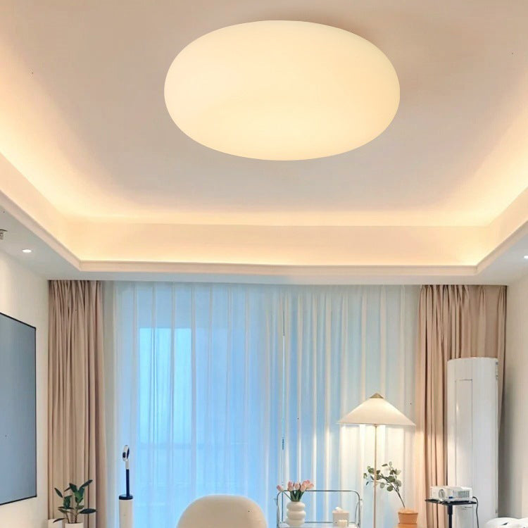 Modern Minimalist Oval Iron PE LED Flush Mount Light for Bedroom